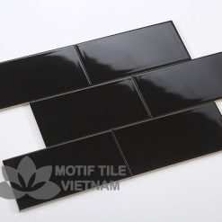 Gạch subway đen bóng phẳng 10x20cm SW1020(Black)