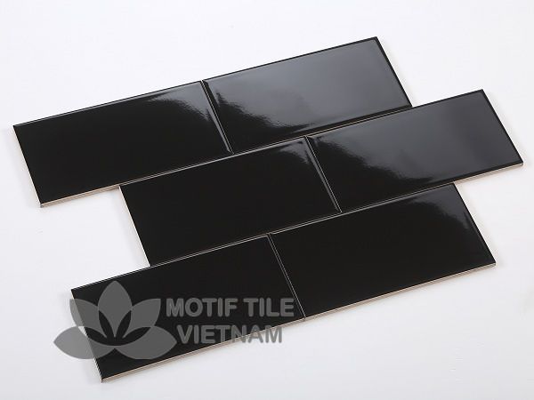 Gạch thẻ subway đen bóng phẳng 10x20cm SW1020(Black) 3 Gạch subway đen bóng phẳng 10x20cm SW1020(Black)