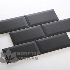 Gạch thẻ subway đen mờ vát 10x20cm SW1020V(Black)