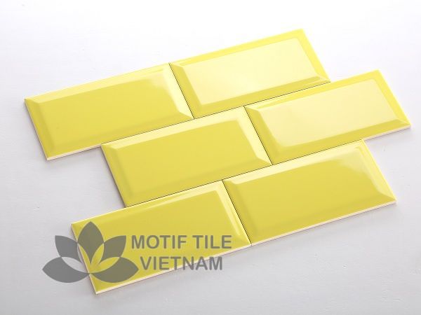 Gạch thẻ subway vàng bóng vát 10x20cm SW1020V(Yellow) 4 Gạch thẻ subway vàng bóng vát 10x20cm SW1020V(yellow)