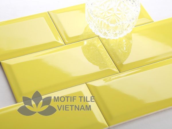 Gạch thẻ subway vàng bóng vát 10x20cm SW1020V(Yellow) 1 Gạch thẻ subway vàng bóng vát 10x20cm SW1020V(yellow)