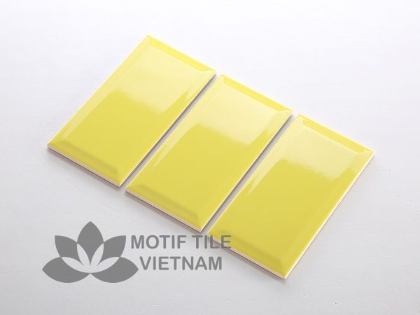 Gạch thẻ subway vàng bóng vát 10x20cm SW1020V(Yellow) 2 Gạch thẻ subway vàng bóng vát 10x20cm SW1020V(yellow)