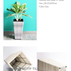 Chậu cây văn phòng mây nhựa đan vuông vát MT-P003