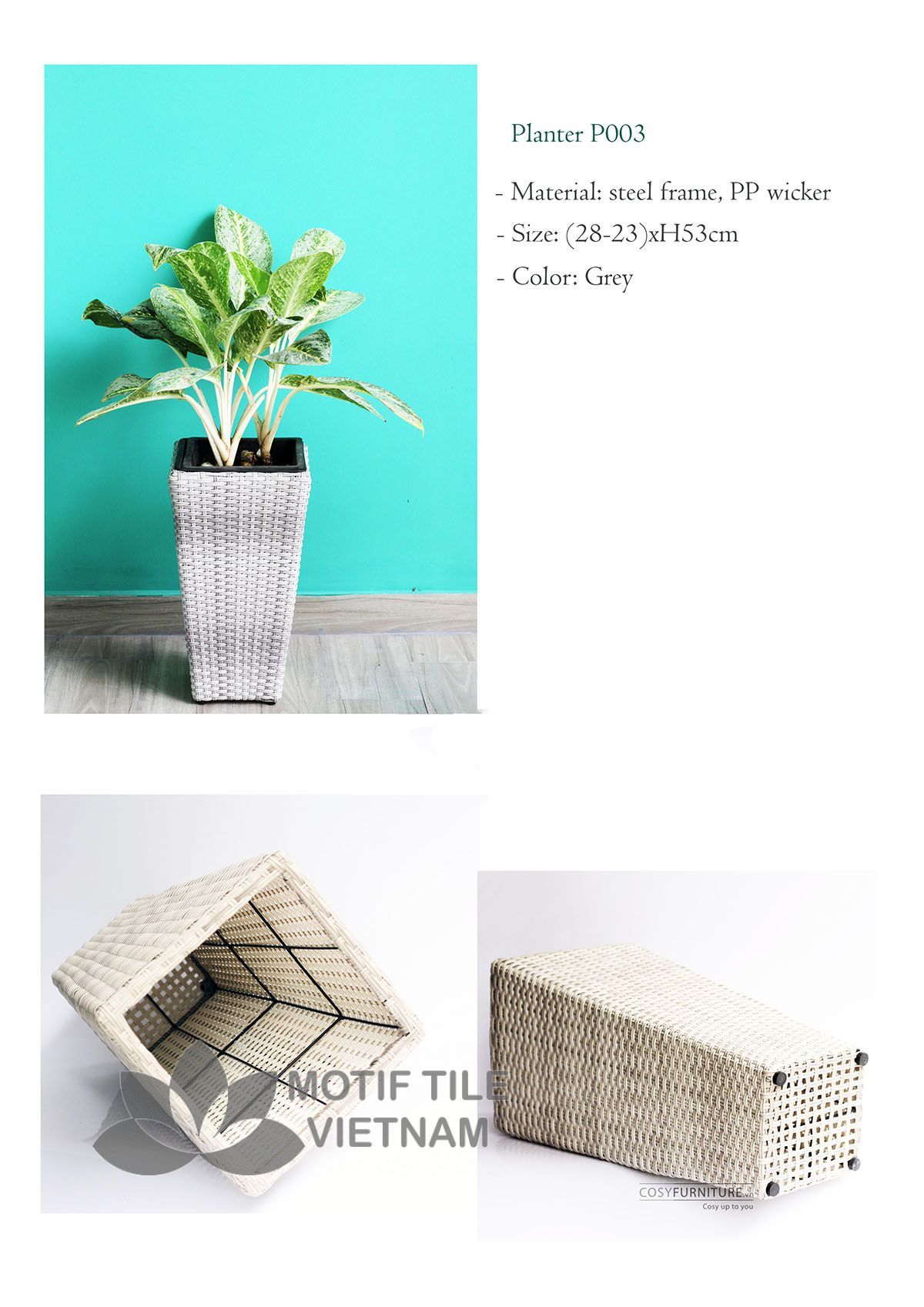 Chậu cây văn phòng mây nhựa đan vuông vát MT-P003 10 Chậu cây văn phòng mây nhựa đan vuông vát MT-P003