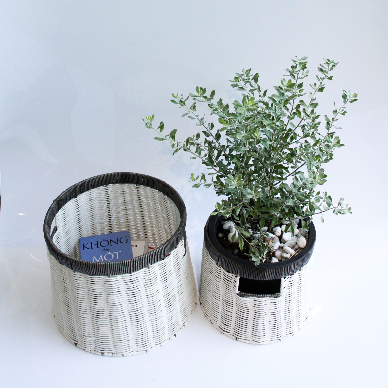 Set 03 giỏ đựng quần áo giỏ trang trí mây nhựa đan