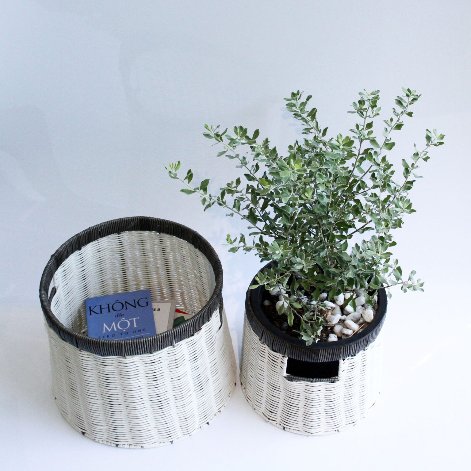 Set 03 giỏ đựng quần áo giỏ trang trí mây nhựa đan