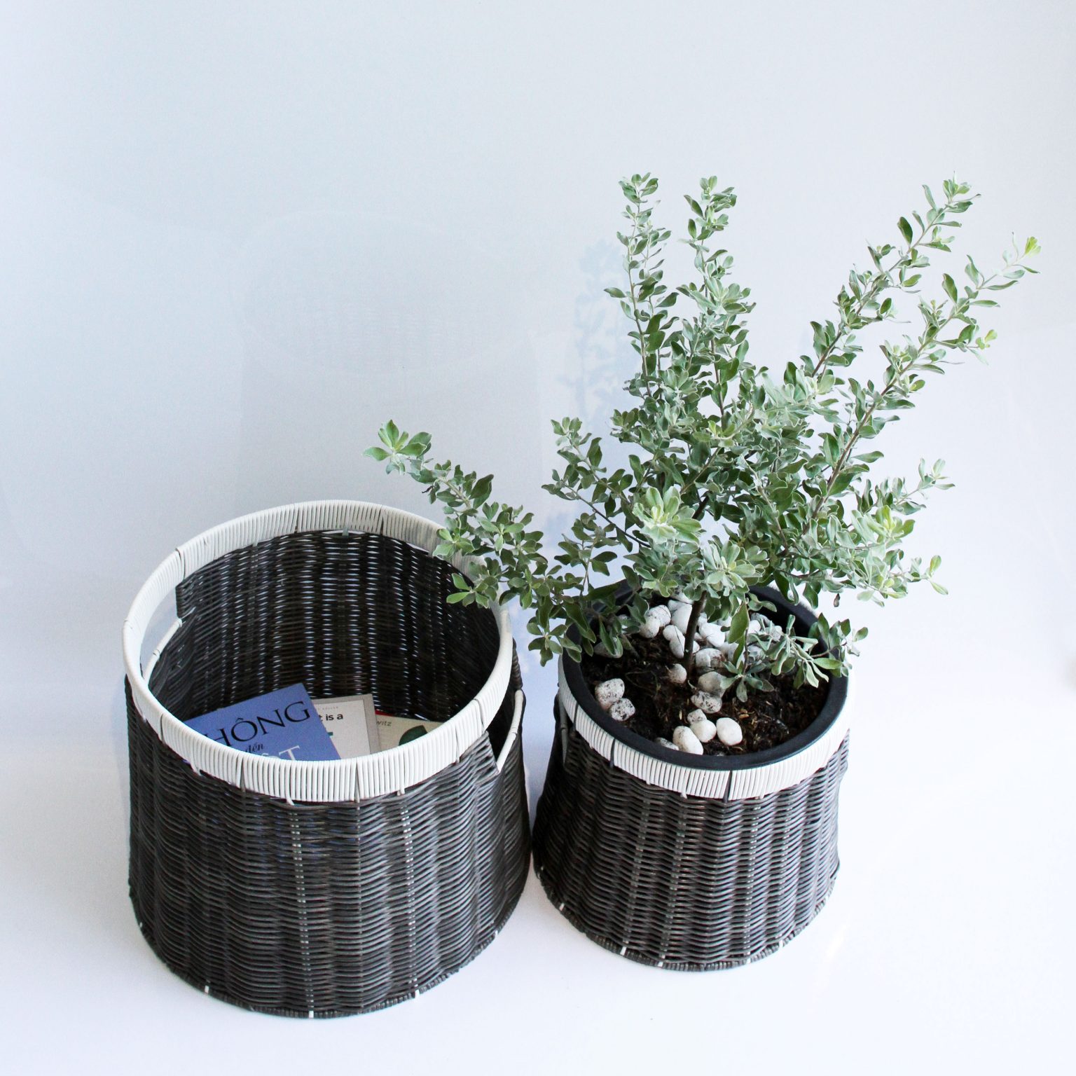 Set 03 giỏ đựng quần áo giỏ trang trí mây nhựa đan