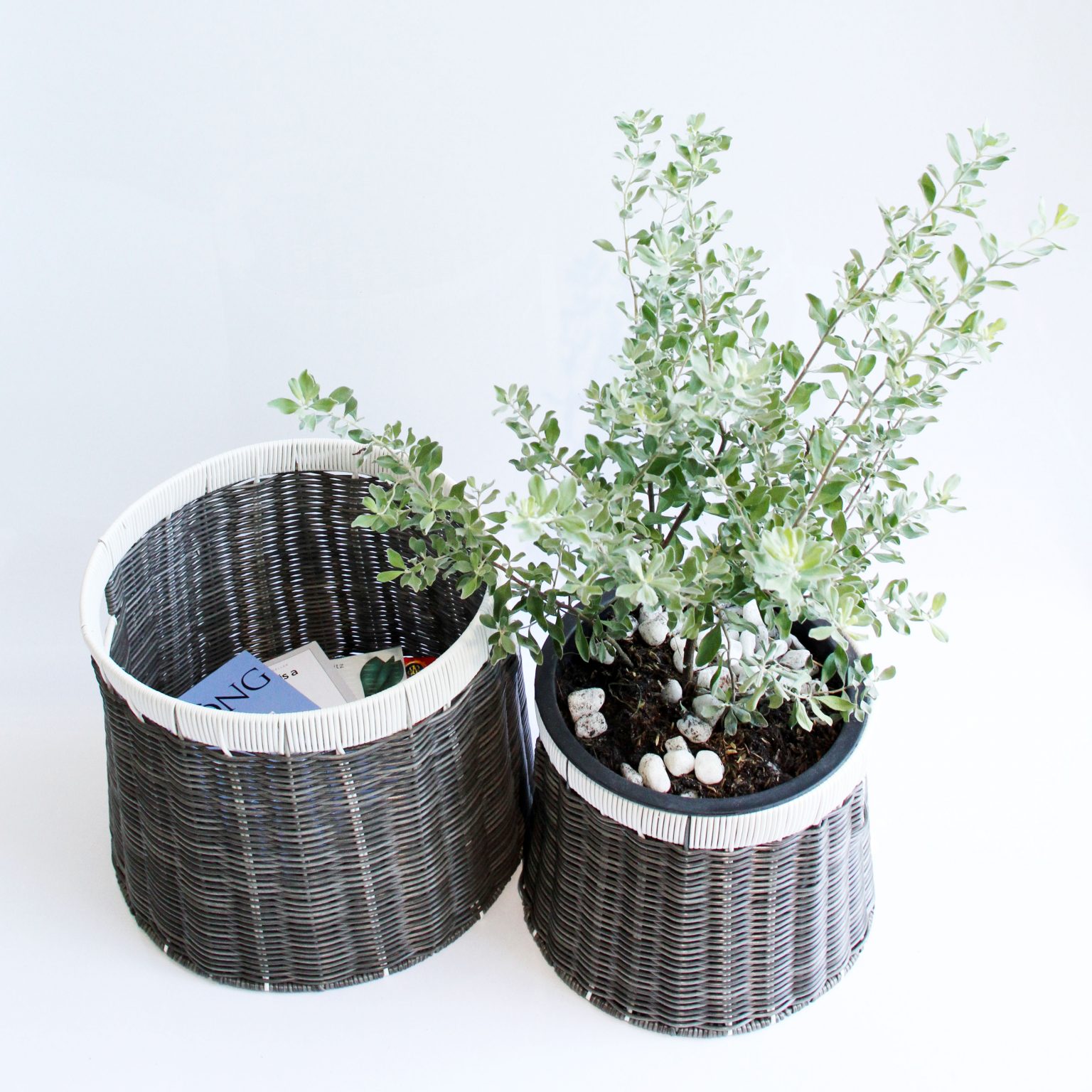 Set 03 giỏ đựng quần áo giỏ trang trí mây nhựa đan