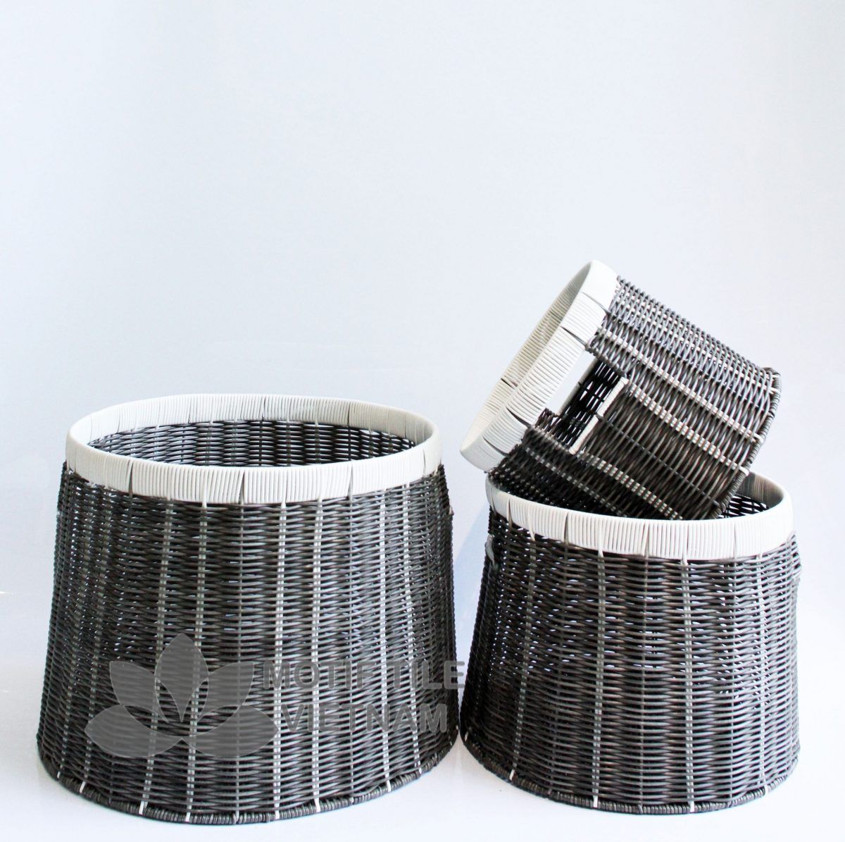 Set 03 giỏ đựng quần áo giỏ trang trí mây nhựa đan MT-BA014 10 Set 03 giỏ đựng quần áo giỏ trang trí mây nhựa đan