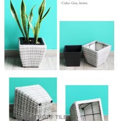 Chậu cây nhựa đan vuông vát thấp MT-P019