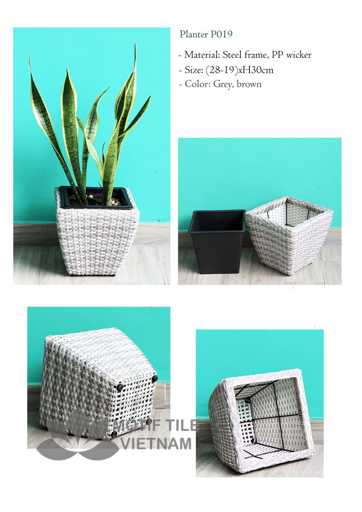 Chậu cây nhựa đan vuông vát thấp MT-P019 7 Chậu cây nhựa đan vuông vát thấp MT-P019