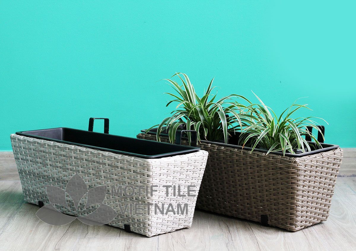 Chậu cây nhựa đan treo ban công MT-P002 4 Chậu nhựa đan treo ban công MT-P002