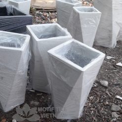 Chậu đá mài tam giac 37x70cm trắng