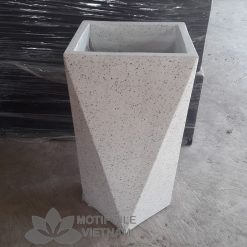 Chậu đá mài tam giac 37x70cm trắng