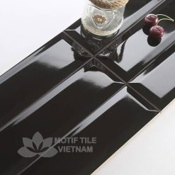 Gạch thẻ subway đen bóng vát 7.5x30cm SW75300V(Black)