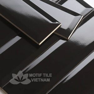 Gạch thẻ subway đen bóng vát 7.5x30cm SW75300V(Black)