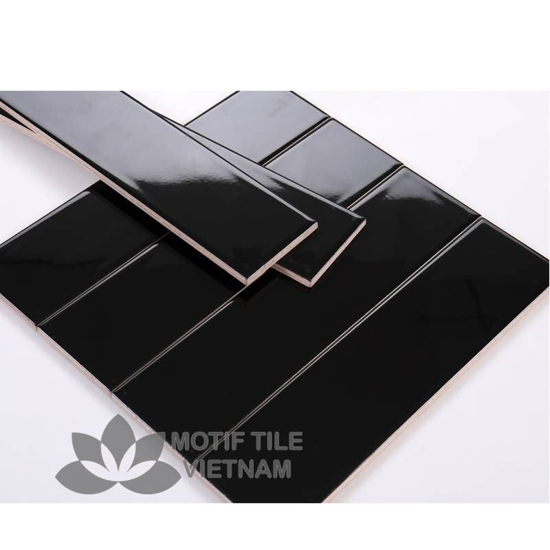 Gạch thẻ subway đen bóng phẳng 7.5x30cm SW75300(Black) 3 Gạch thẻ subway đen bóng 7.5x30cm SW75300(Black)