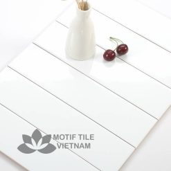 Gạch thẻ subway trắng bóng phẳng 7.5x30cm SW75300(White)