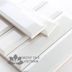 Gạch thẻ subway trắng bóng vát 7.5x30cm SW75300V(White)