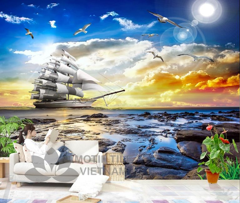 Tại Sao Nên Sử Dụng Gạch Tranh 3D Để Trang Trí Cho Không Gian Nội Thất? 1 Tranh gach 3d phong canh op tuong trang tri phong khach phong ngu gia re 17 Shop gạch trang trí cao cấp